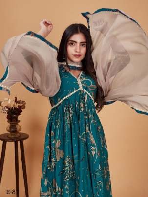 Aliya Cut Viscose Rama Kurti Pant with Duppata