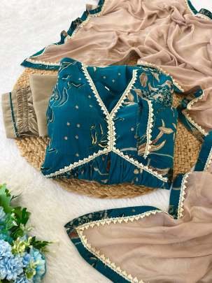 Aliya Cut Viscose Rama Kurti Pant with Duppata