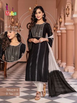 Amaya Vol 1 By Maira Brand Rayon Viscose With Sequence Work Kurti With Dupatta 