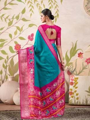 Attractive Firogi Weaving Work Patola Print Tussar Saree