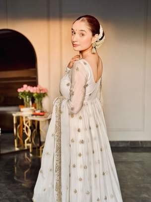 Amazing Fully Stitched Heavy Embroidery Work Pure Chinon Silk Ethnic Gown