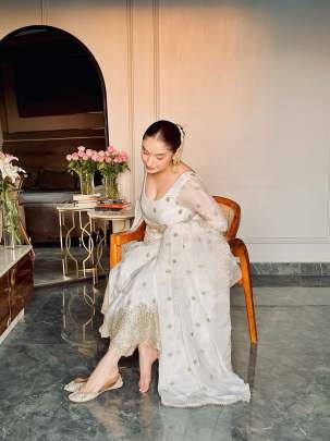 Amazing Fully Stitched Heavy Embroidery Work Pure Chinon Silk Ethnic Gown