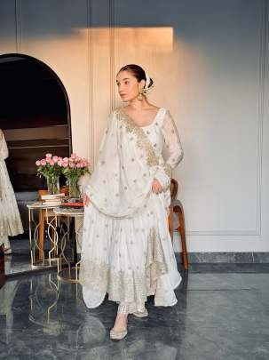 Amazing Fully Stitched Heavy Embroidery Work Pure Chinon Silk Ethnic Gown