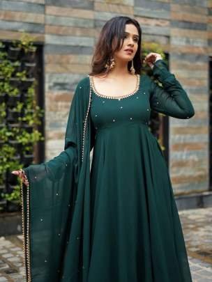 Amazing Green Handwork Readymade Anarkali Suits