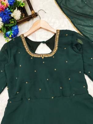 Amazing Green Handwork Readymade Anarkali Suits