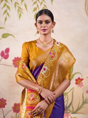 Marriage Wear Green Weaving Work Patola Print Tussar Check Saree