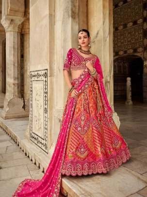 Amazing Rani Pink Silk Bridal Lehenga Choli With Dupatta