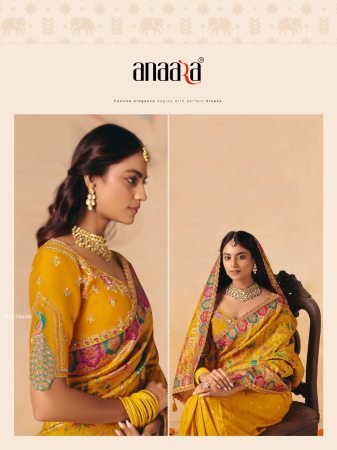 Anaara 8200 Series Yellow Dola Silk Saree By Tathasu