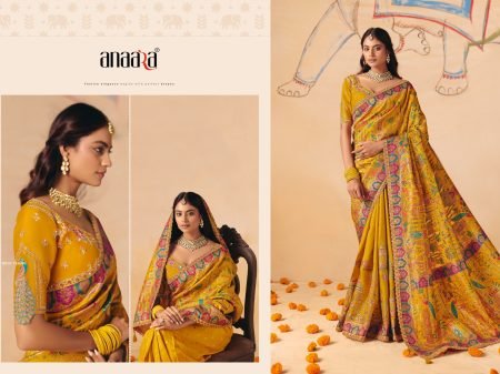 Anaara 8200 Series Yellow Dola Silk Saree By Tathasu