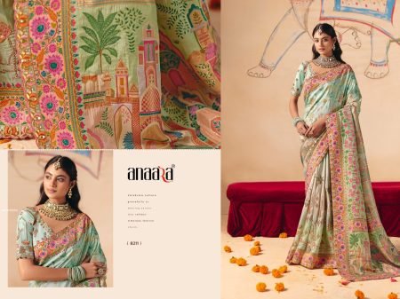 Anaara Mint Heritage Dola Zari Silk Saree By Tathasu