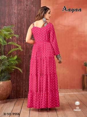 Anarkali Printed Pink Heavy Georgette Suit