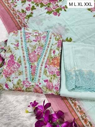 Anarkali Style Embroidery Work kurti Pant Dupatta Set