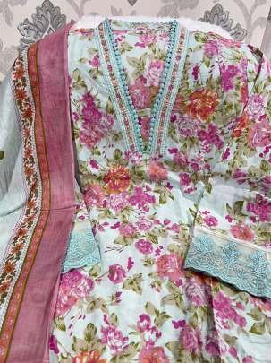 Anarkali Style Embroidery Work kurti Pant Dupatta Set