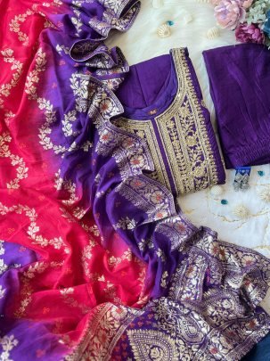 New Anarkali suit in elegant purple color