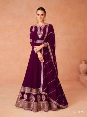 Anarkali Wine Colour Georgette Suit Dupatta