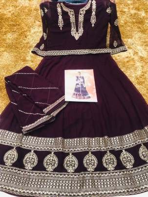 Anarkali Wine Colour Georgette Suit Dupatta