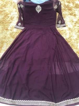 Anarkali Wine Colour Georgette Suit Dupatta