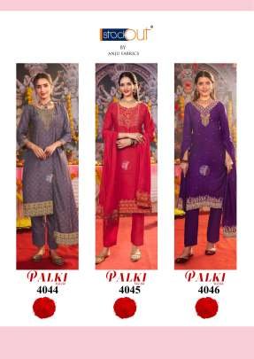 Palki Vol 4 By Anju Fabrics Muslin Hand Work Readymade Suit