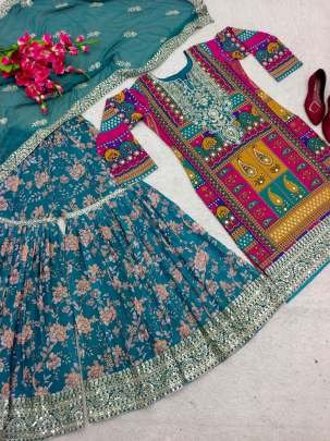 Attractive Bottle Green Designer Georgette Sharara Suits