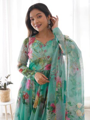 Attractive Digital Printed Organza Readymade Suits