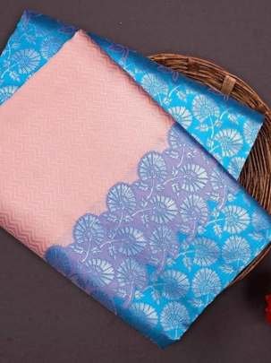 Attractive Jacquard Work Soft Silk Saree With Rich Pallu And Contrast Blouse