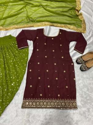 Attractive Party Wear Cotton Punjabi Suits With Dhoti