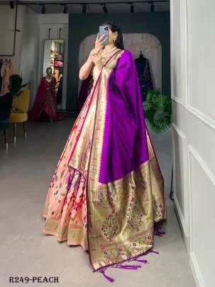 Attractive Peace Jacquard Silk Paithani Lehenga Choli