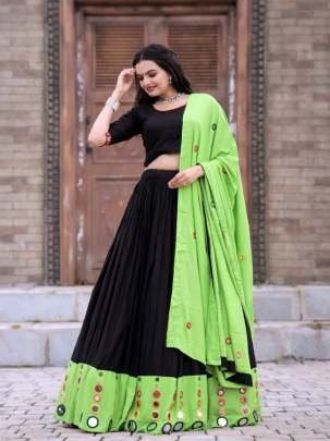 Attractive Rayon Real Mirror Works Lehenga Choli