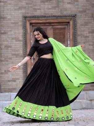 Attractive Rayon Real Mirror Works Lehenga Choli