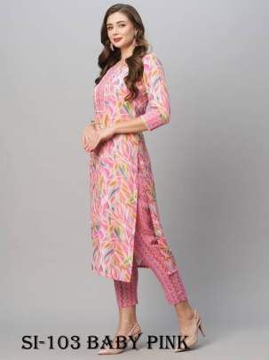 Baby Pink Color Exclusive Digital Print Soft Cotton Kurti and Pant Set