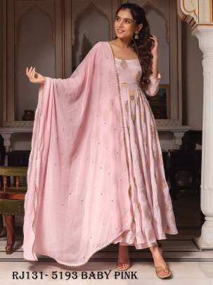 Baby Pink Color Georgette Anarkali Suit With Sequence Work Pant Dupatta Set