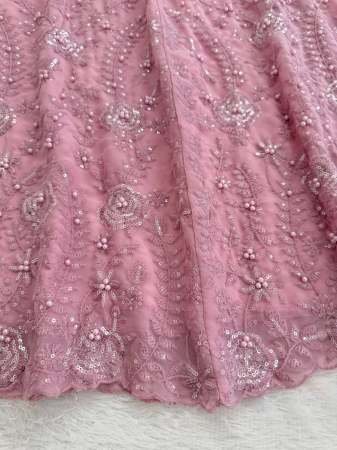 Baby Pink Colour Rivet Moti Work Indo Western Dress
