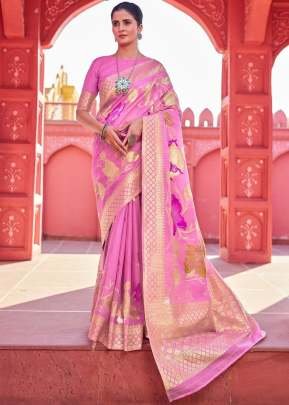 Baby Pink Cotton Saree With Zari Woven Work