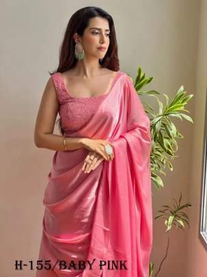 Baby Pink Jimmy Choo Lehenga Saree With Embroidery Work Blouse
