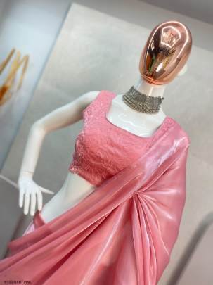 Baby Pink Jimmy Choo Lehenga Saree With Embroidery Work Blouse