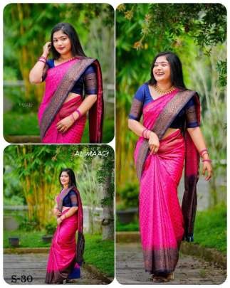 Banarasi Soft Silk Pink Zari Weaving Saree