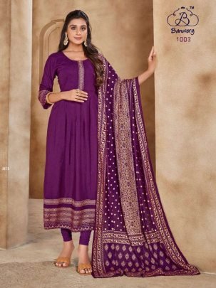 Banwery Beautiful  Rayon Long Gown With Dupatta