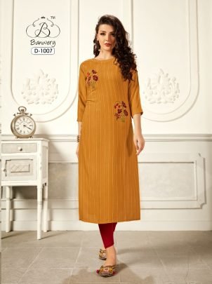 Banwery Present Rayon Weaving Handmade Embroidery Work Kurti