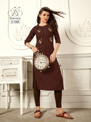 Banwery Present Rayon Weaving Handmade Embroidery Work Kurti