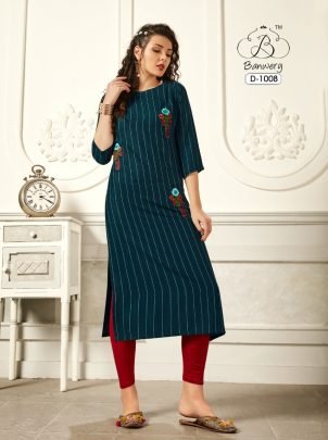 Banwery Present Rayon Weaving Handmade Embroidery Work Kurti