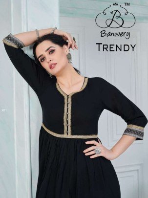 Banwery Trendy Flair Style Simple Black Kurti
