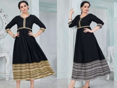 Banwery Trendy Flair Style Simple Black Kurti