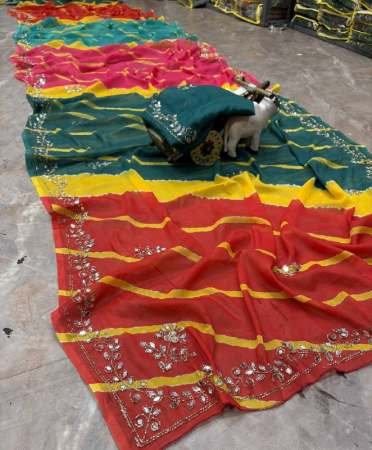 Beads Work Dark Blue Colour Saree