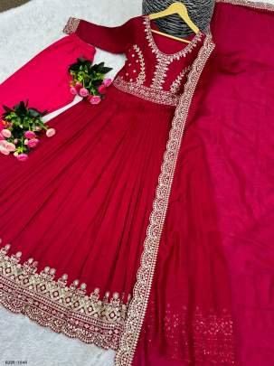 Beautiful 3 pcs Embroidery Sequins Work Gown Bottom Dupatta Set