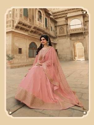 Beautiful Baby Pink Silk Gowns With Net Dupatta