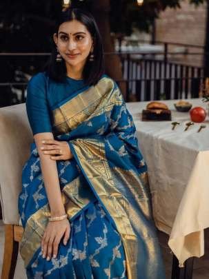 Beautiful Banarasi Soft Silk Royal Blue Saree