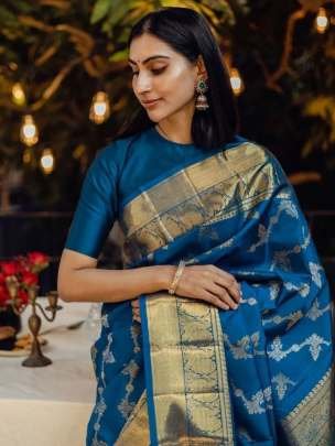Beautiful Banarasi Soft Silk Royal Blue Saree