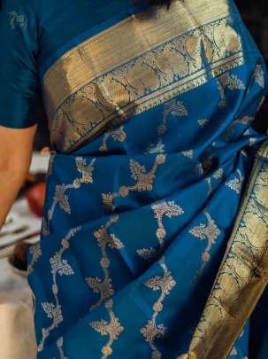 Beautiful Banarasi Soft Silk Royal Blue Saree
