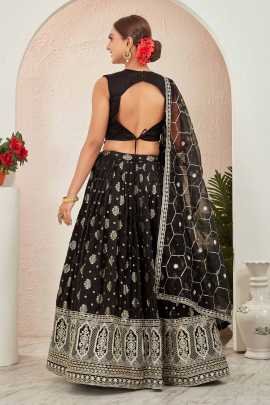 Beautiful Black Embroidered Readymade Lehenga Choli