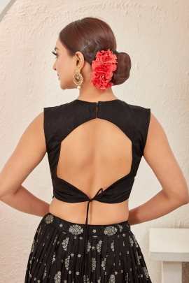 Beautiful Black Embroidered Readymade Lehenga Choli